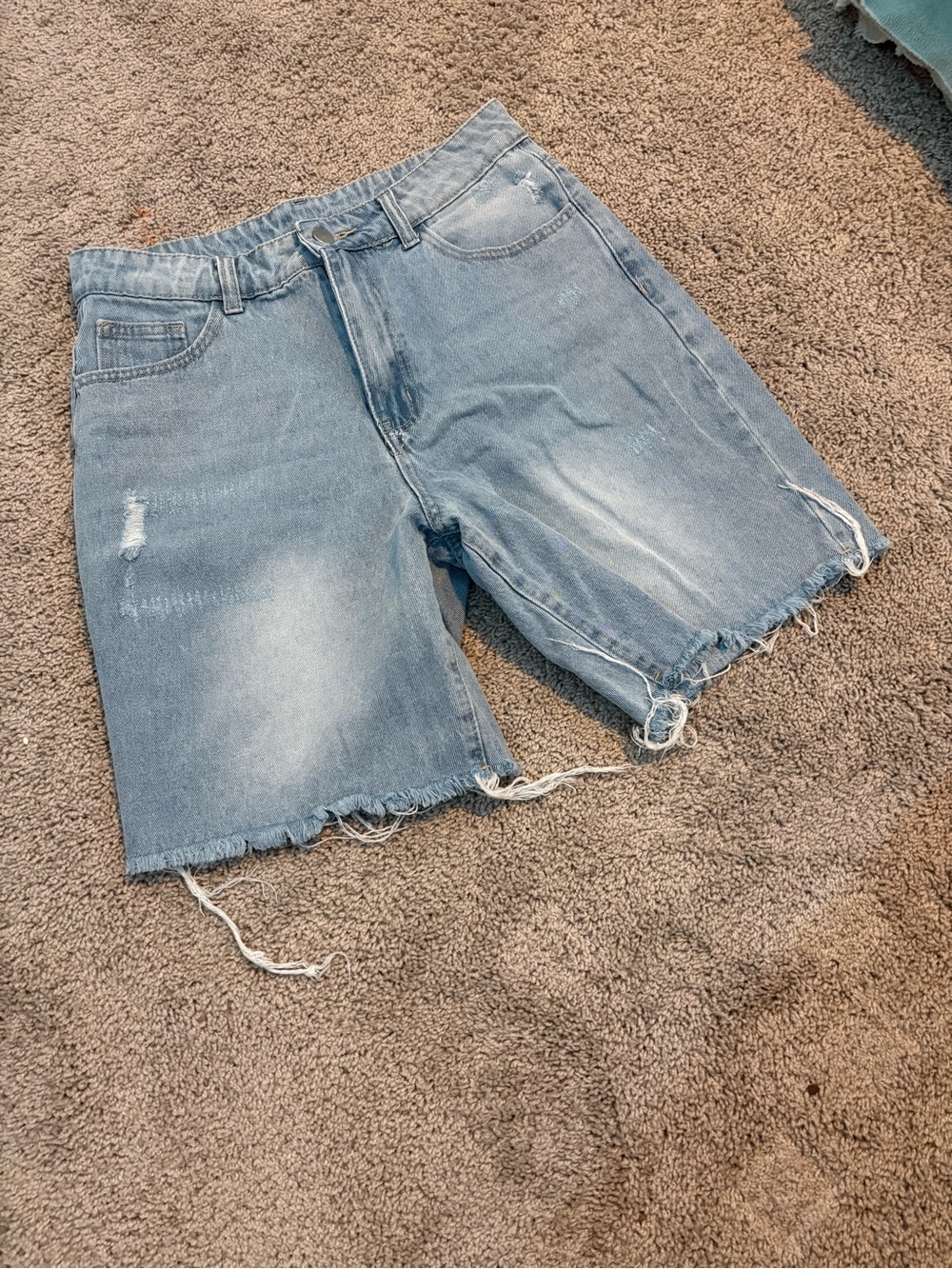 Light Wash Distressed Denim Shorts